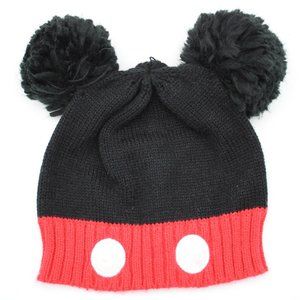Disney Mickey Mouse Pom Pom Ears Beanie Hat Skull Cap One Size Youth